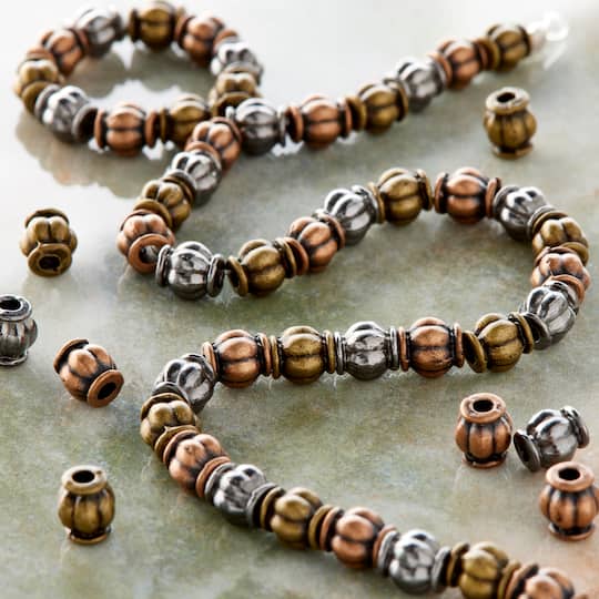 12 Pack: Metal Carved Lantern Beads, 5mm by Bead Landing™